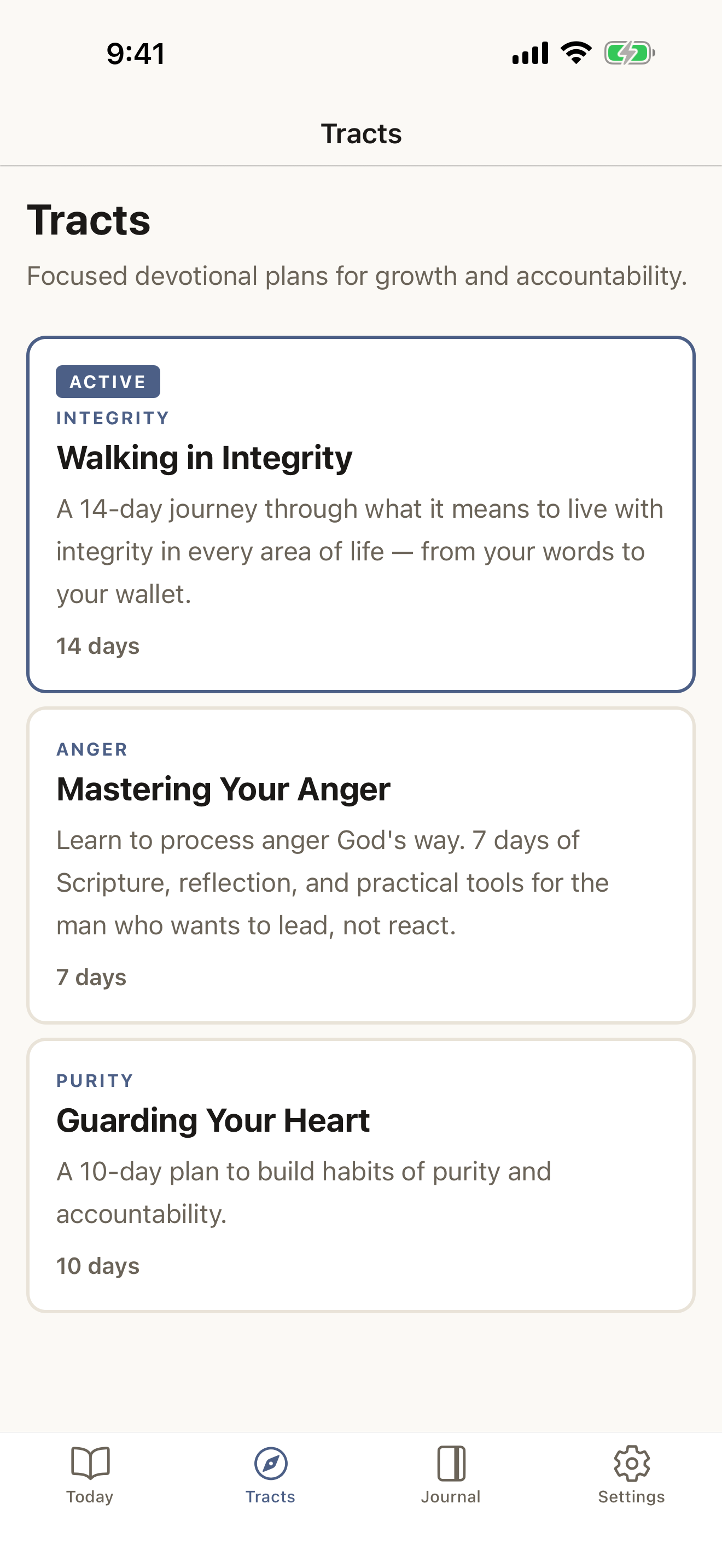 David app Plans — multi-day devotional plans on fatherhood, leadership, anxiety, and purity