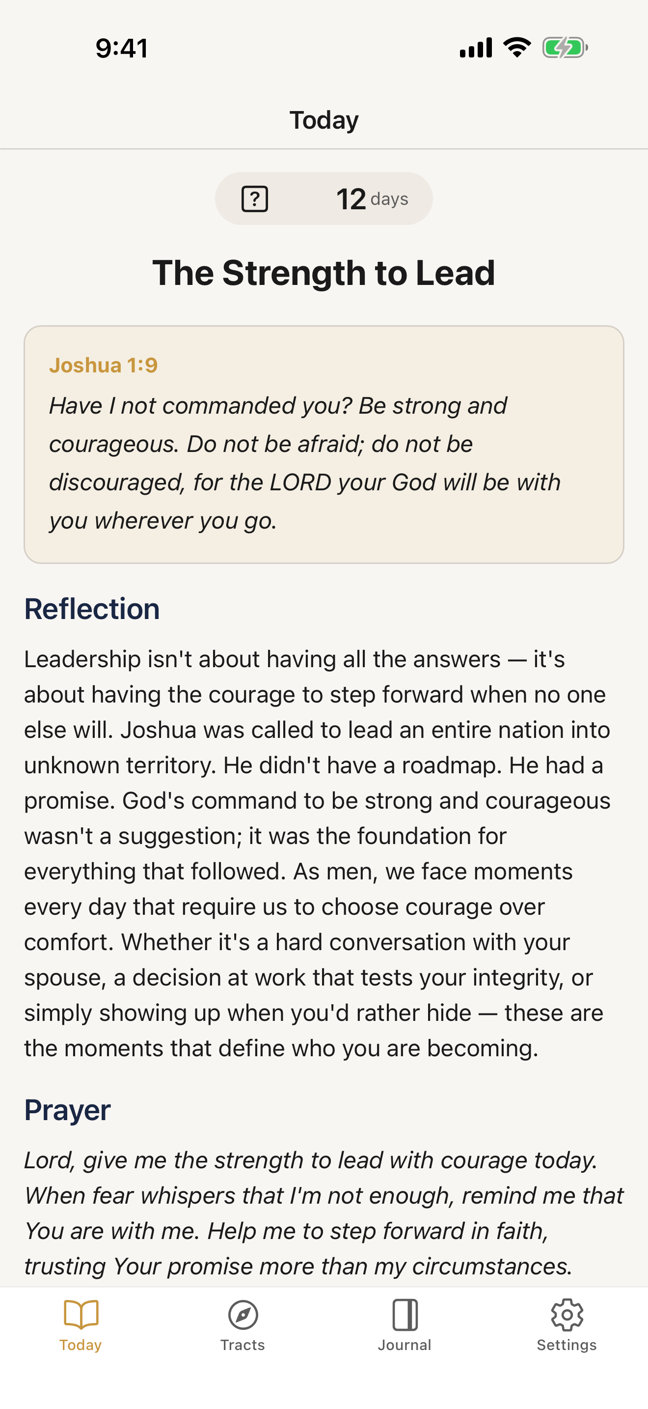 David app daily devotional screen — Bible verse, reflection, and prayer